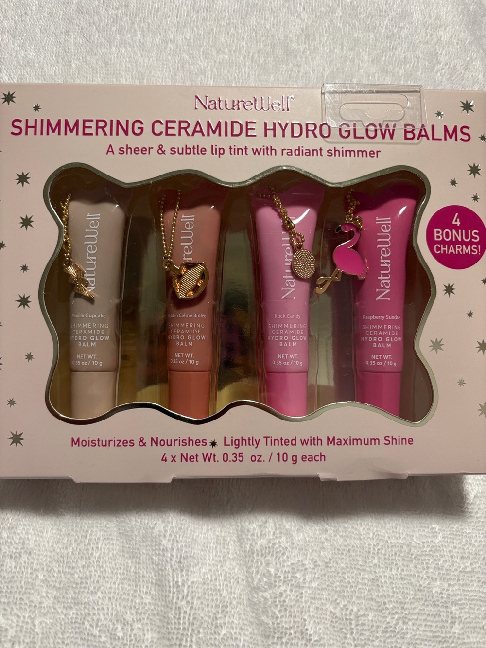 NIB NatureWell Shimmering Ceramide Hydro Glow Balms With Charms
